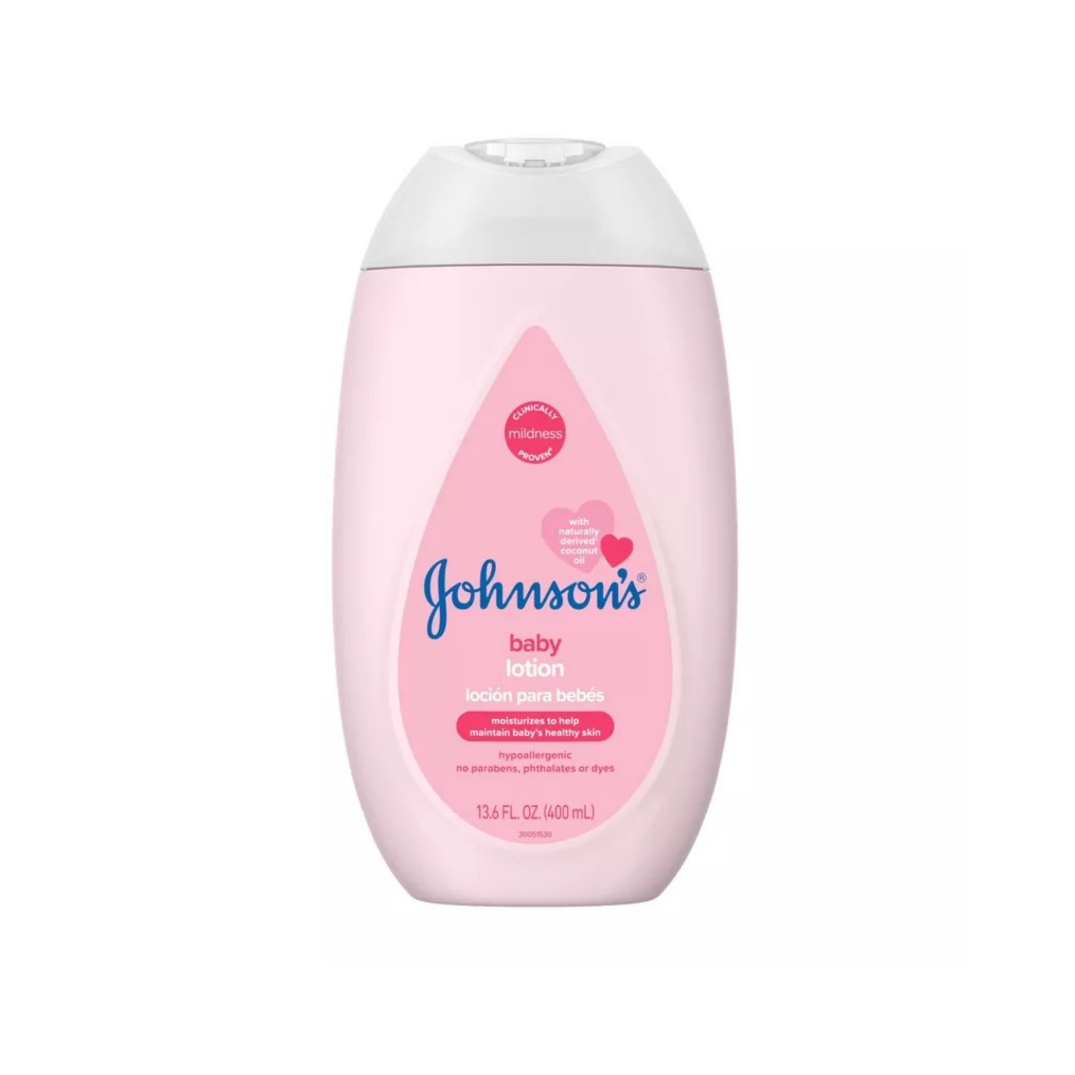 Johnson's Baby Moisturizing Mild Pink Body Lotion, Coconut Oil For Delicate Skin, Hypoallergenic - 13.6 Fl Oz