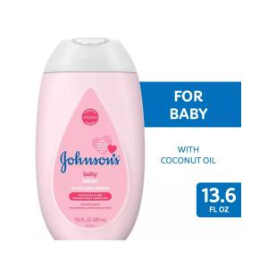 Johnson's Baby Moisturizing Mild Pink Body Lotion, Coconut Oil For Delicate Skin, Hypoallergenic - 13.6 Fl Oz