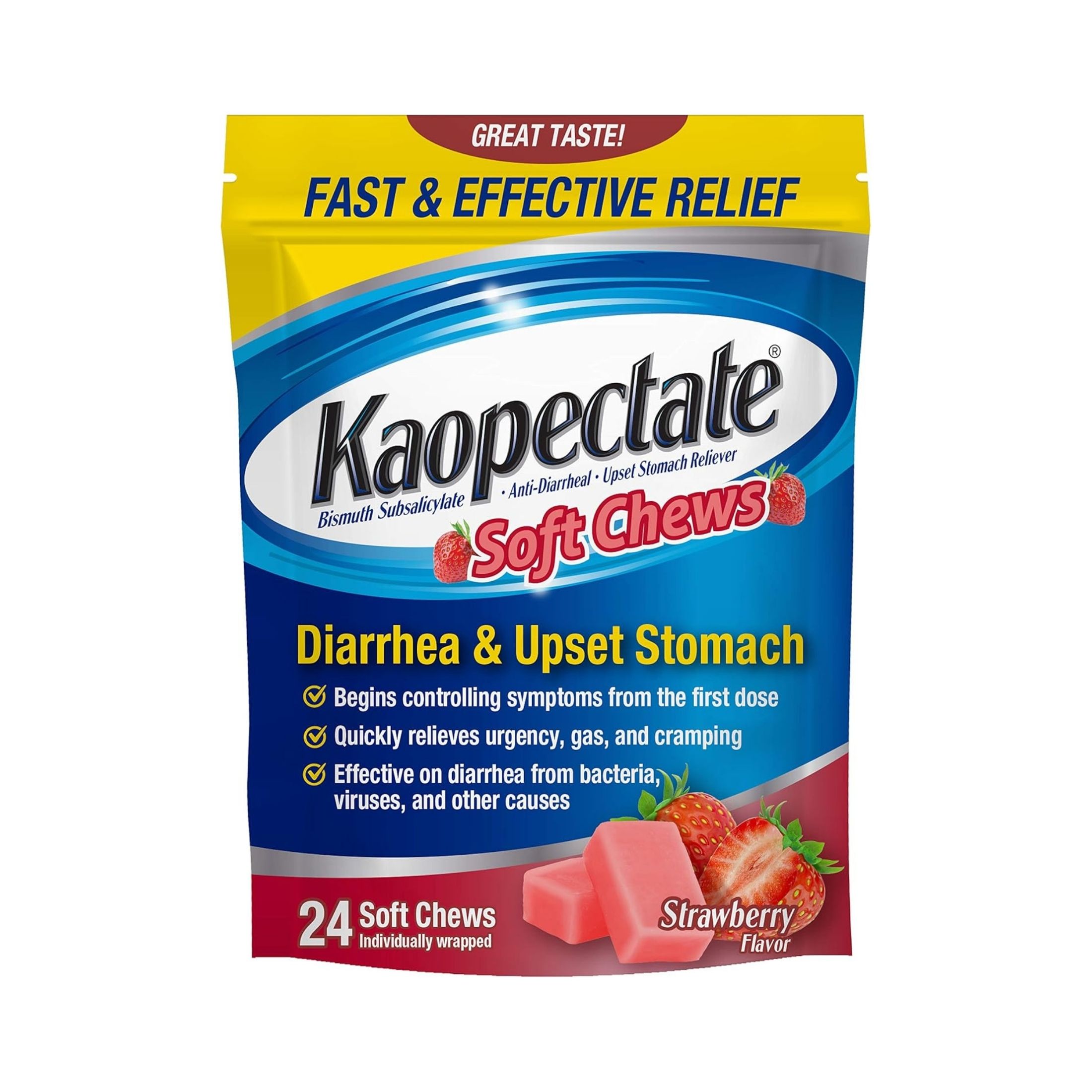 Kaopectate Diarrhea & Upset Stomach Soft Chews Strawberry