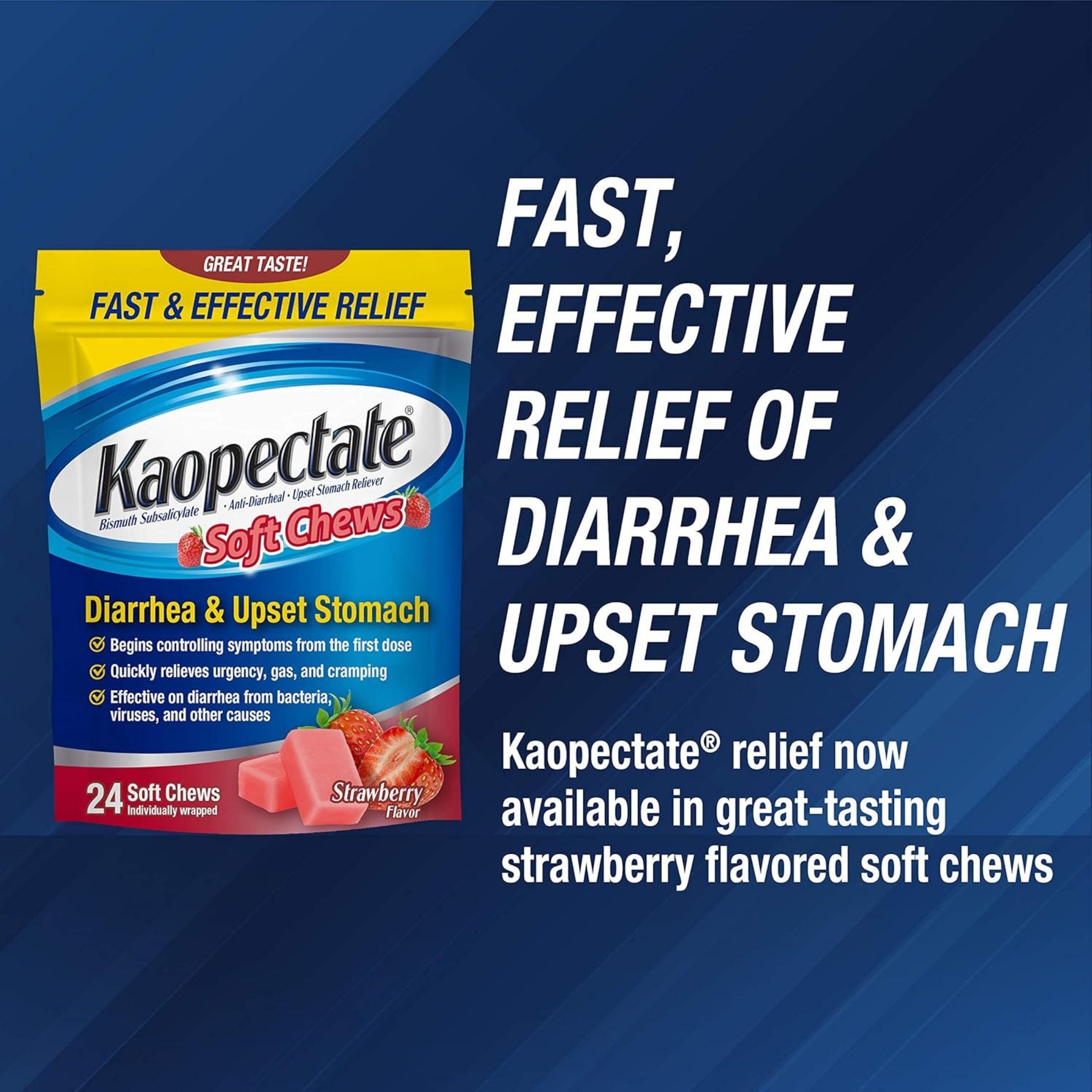 Kaopectate Diarrhea & Upset Stomach Soft Chews Strawberry
