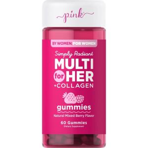 Pink Simply Radiant Multi For Her + Collagen, Mixed Berry, 60 Gummies