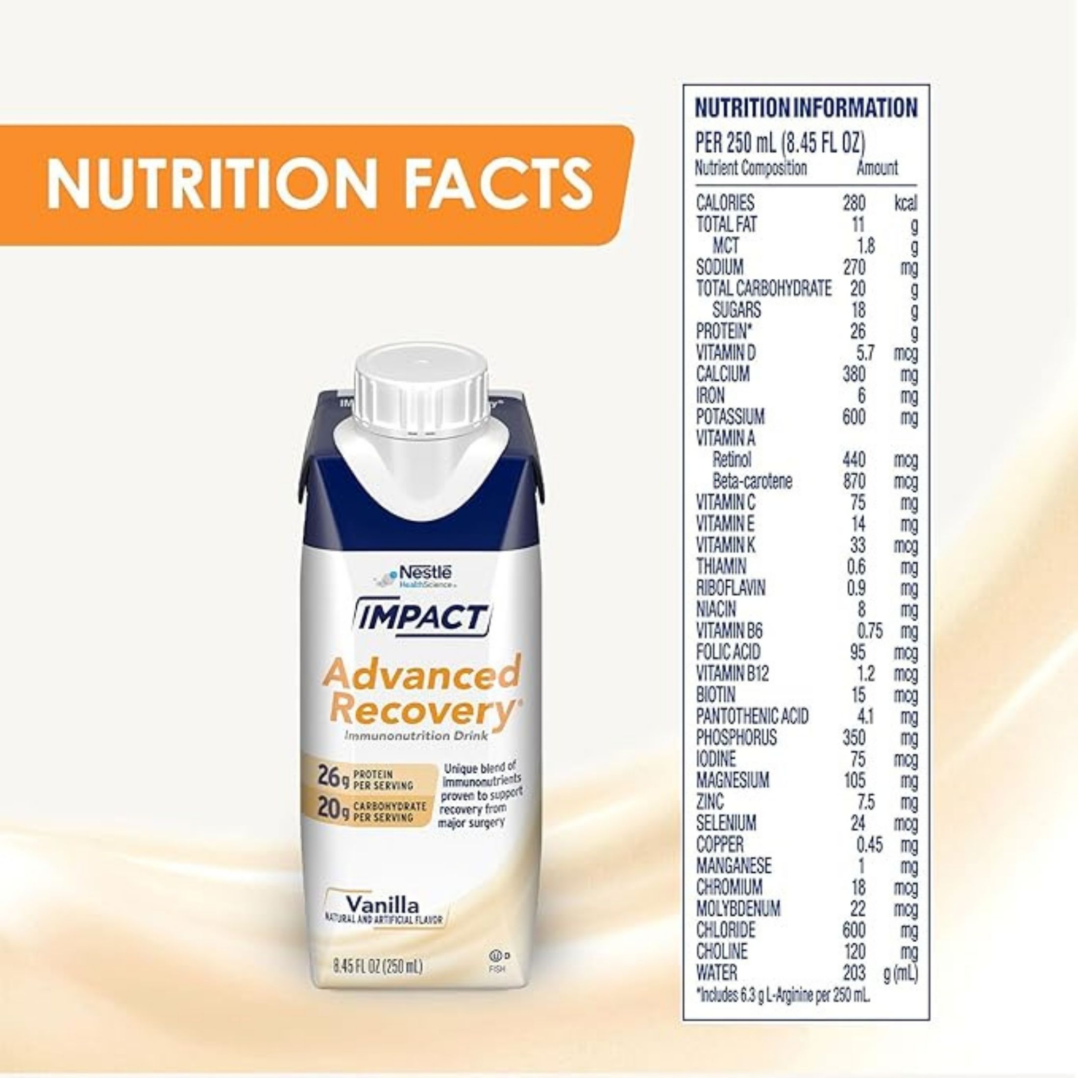 Impact Advanced Recovery Vanilla Immunonutrition Drink, 8.45 Fluid Ounce -- 10 Per Case