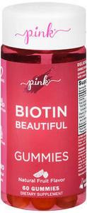 Pink Vitamins Biotin Beautiful Gummies - Natural Fruit - 60ct