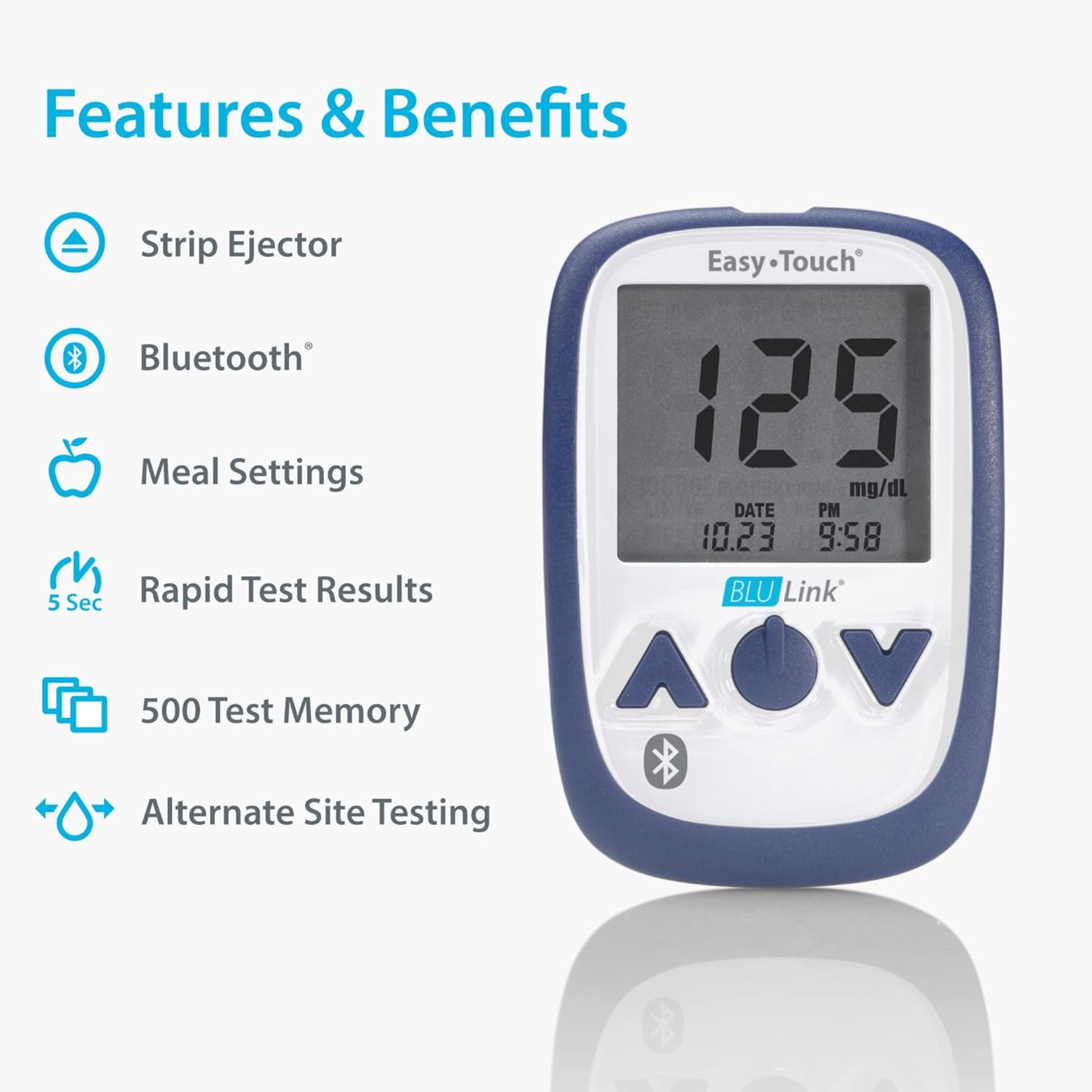 BluLink Glucometer Blood Glucose Meter Monitor Diabetes With Bluetooth