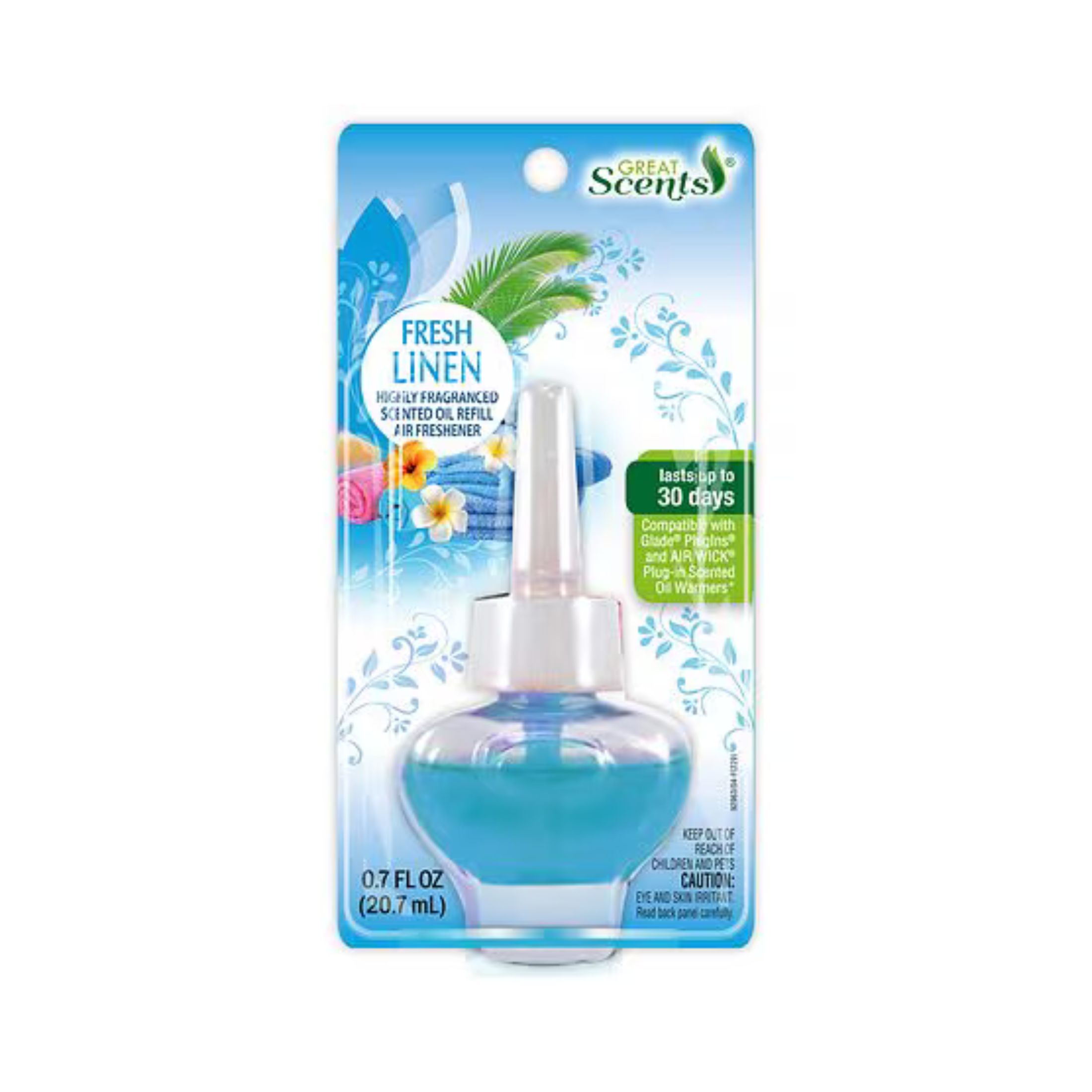 Great Scents Air Freshener Scented Oil Refill, Fresh Linen, 0.7 Oz. For Plug-in Warmers
