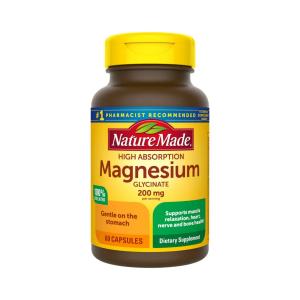 Nature Made Magnesium Glycinate, High Absorption, 200 Mg, Capsules