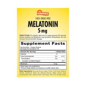 Sundance Vitamins Melatonin Vegan Gummies Natural Mixed Berry Flavor