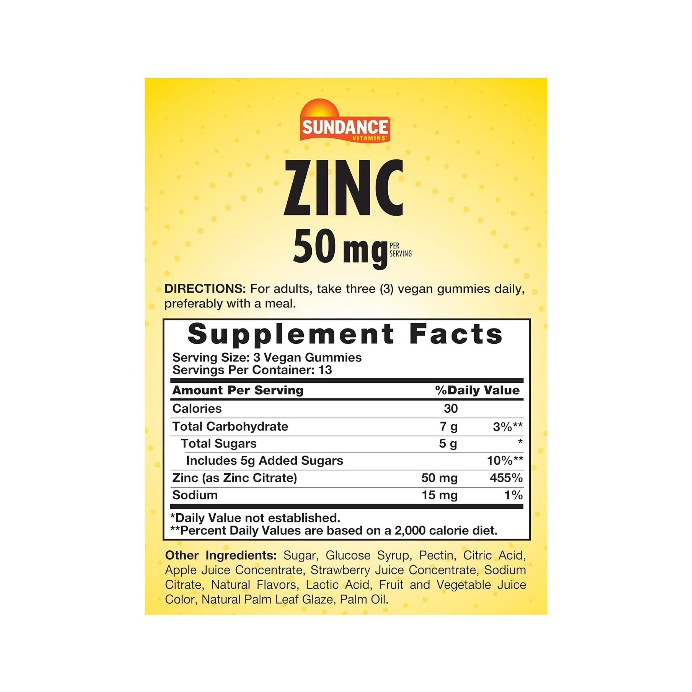 Sundance Vitamins Zinc Vegan Gummies Natural Mixed Berry Flavor