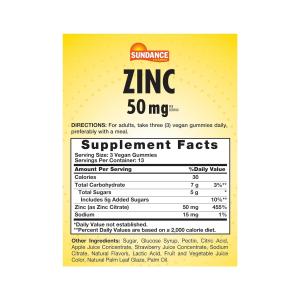 Sundance Vitamins Zinc Vegan Gummies Natural Mixed Berry Flavor