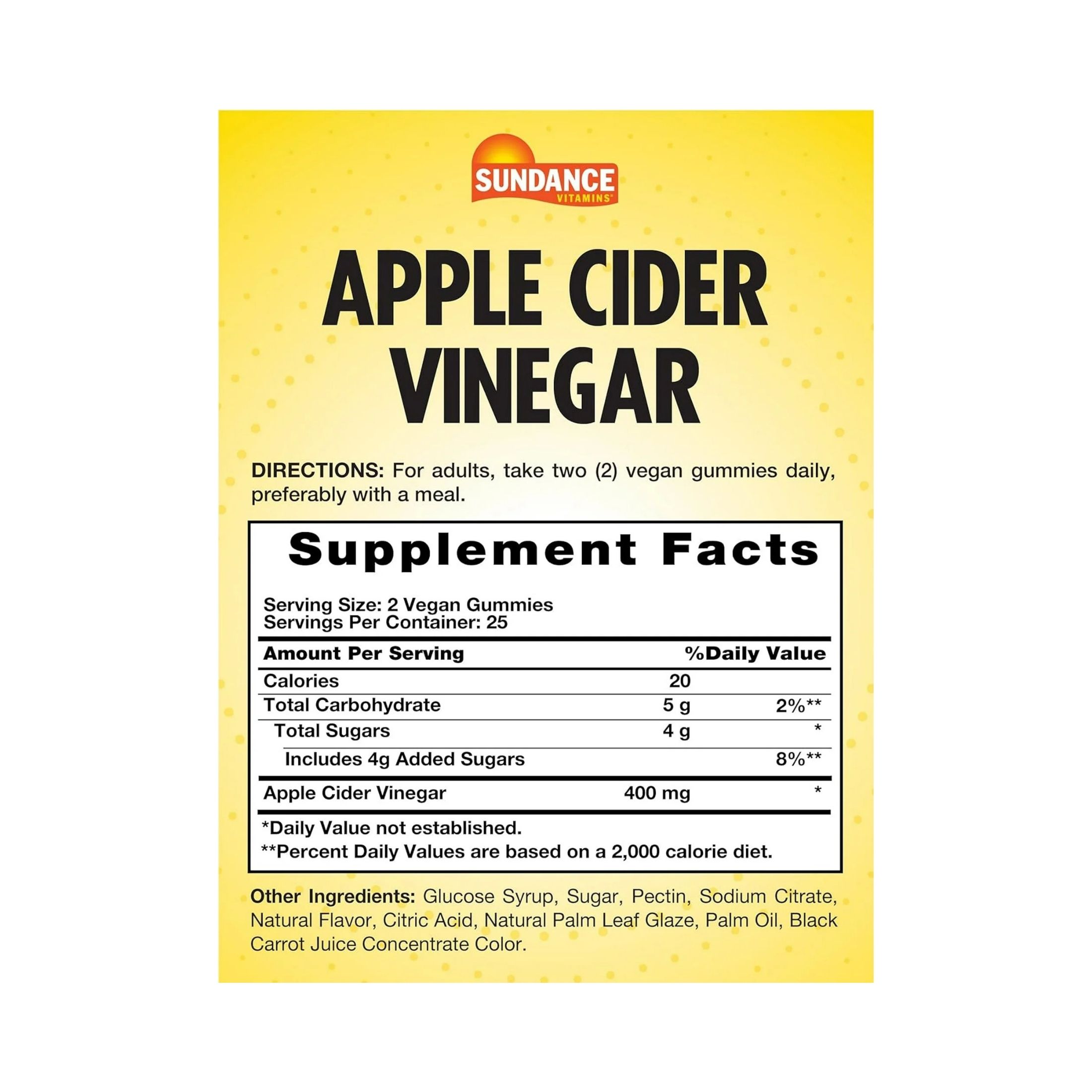 Sundance Vitamins Apple Cider Vinegar Gummies, Natural Apple Flavor