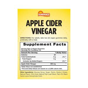 Sundance Vitamins Apple Cider Vinegar Gummies, Natural Apple Flavor