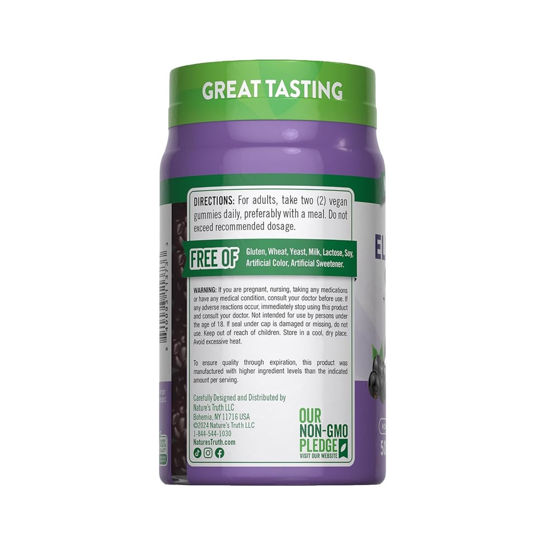 Nature's Truth Sundance Vitamins Black Elderberry Vegan Gummies Natural Berry Flavor