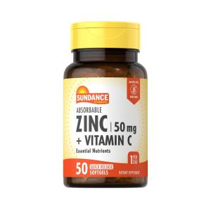 Sundance Vitamins Absorbable Zinc + Vitamin C, 50 Quick Release Softgels