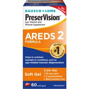 PreserVision Bausch + Lomb Eye Vitamin & Mineral Supplement Areds 2 Formula Soft Gels