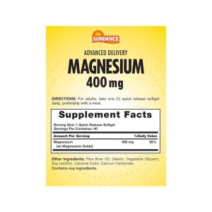 Sundance Vitamins Advanced Delivery Magnesium, 400 Mg, 40 Quick Release Softgels