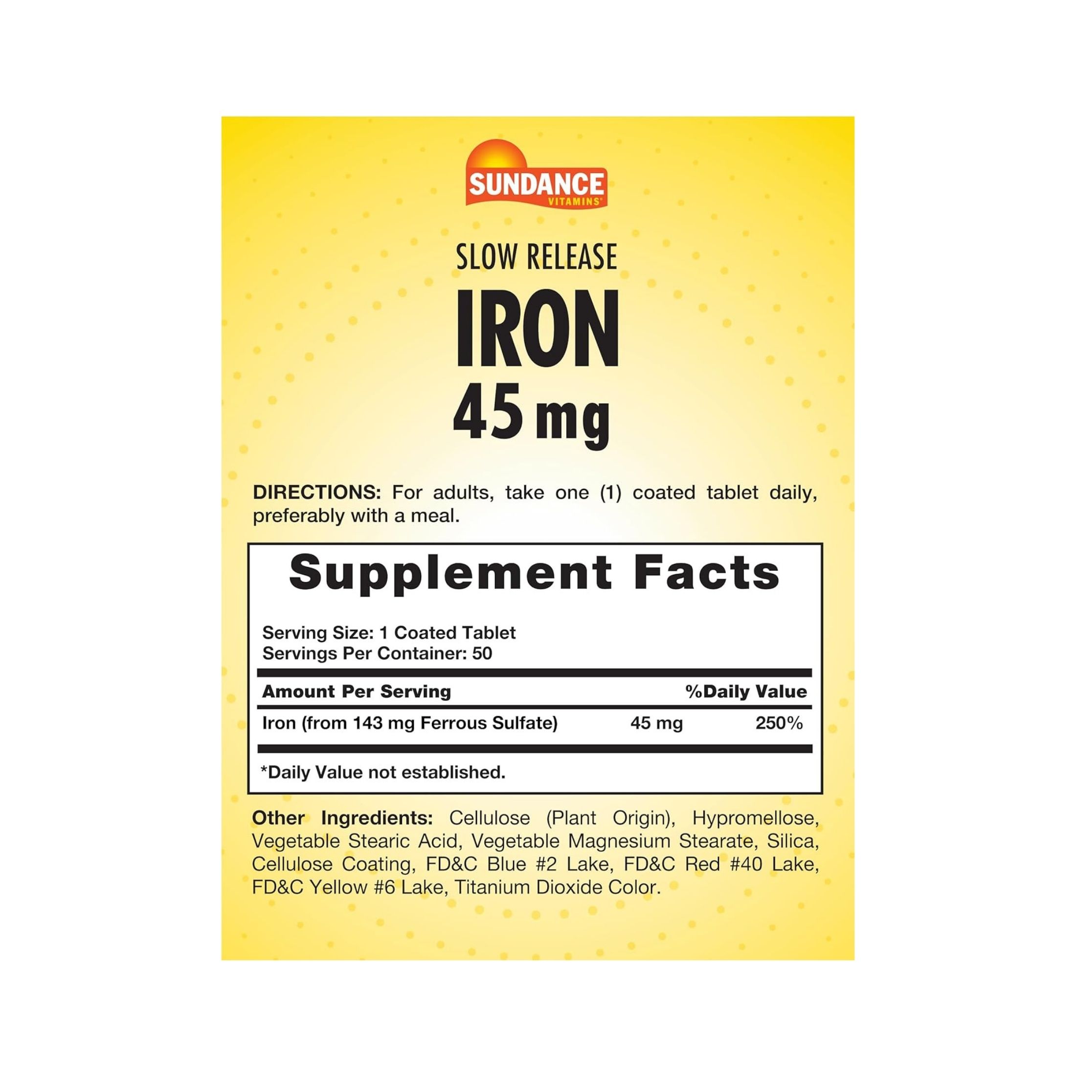 Sundance Slow Release Iron 45 Mg Coated Tablets