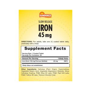 Sundance Slow Release Iron 45 Mg Coated Tablets