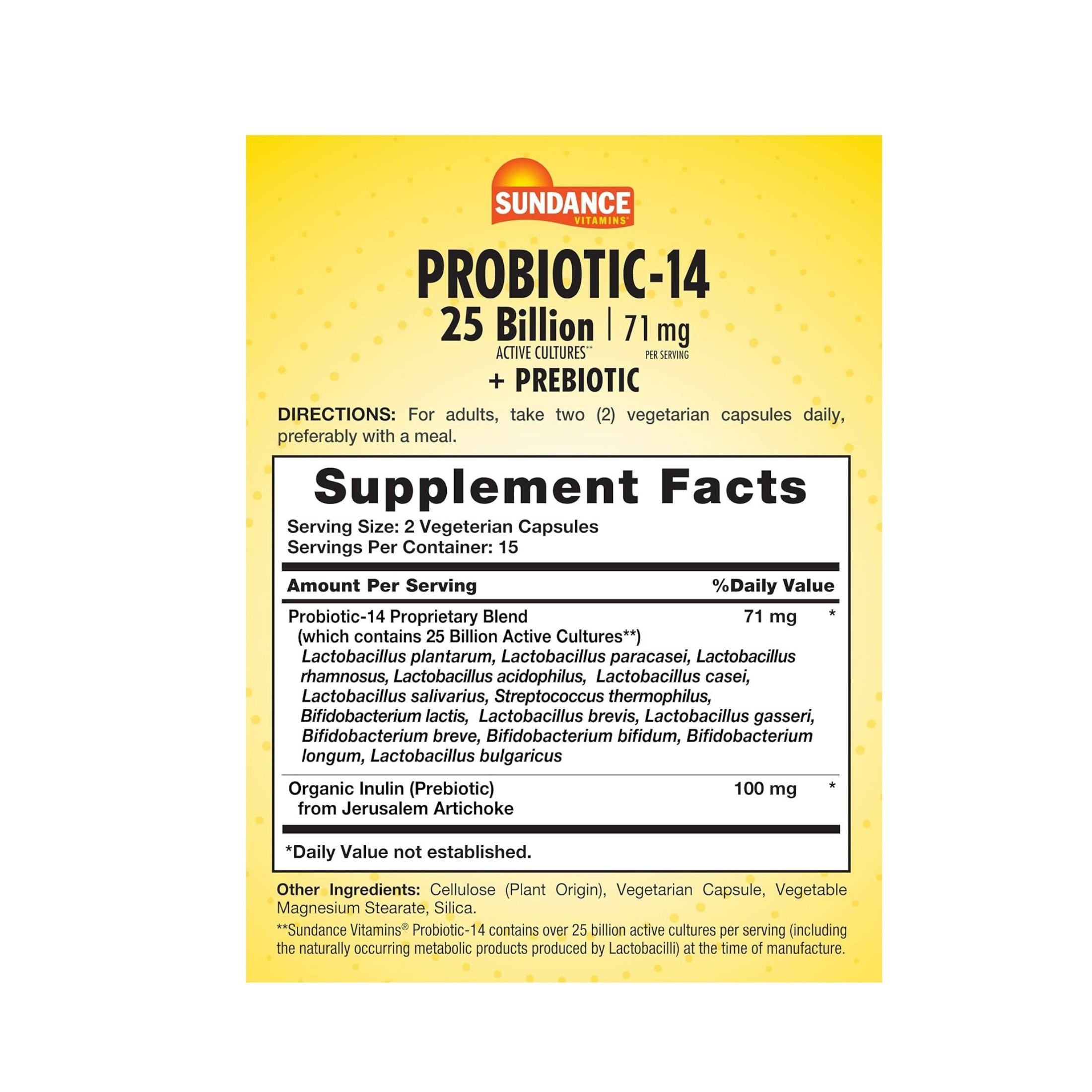 Sundance Vitamins Probiotic-14 Vegetarian 30 Caps By Nature's Truth