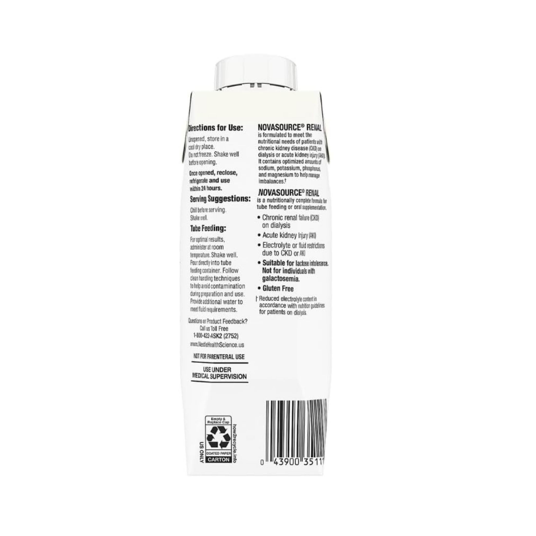 Nestle Novasource Renal Vanilla, 8 Fluid Ounces, 24 Per Case