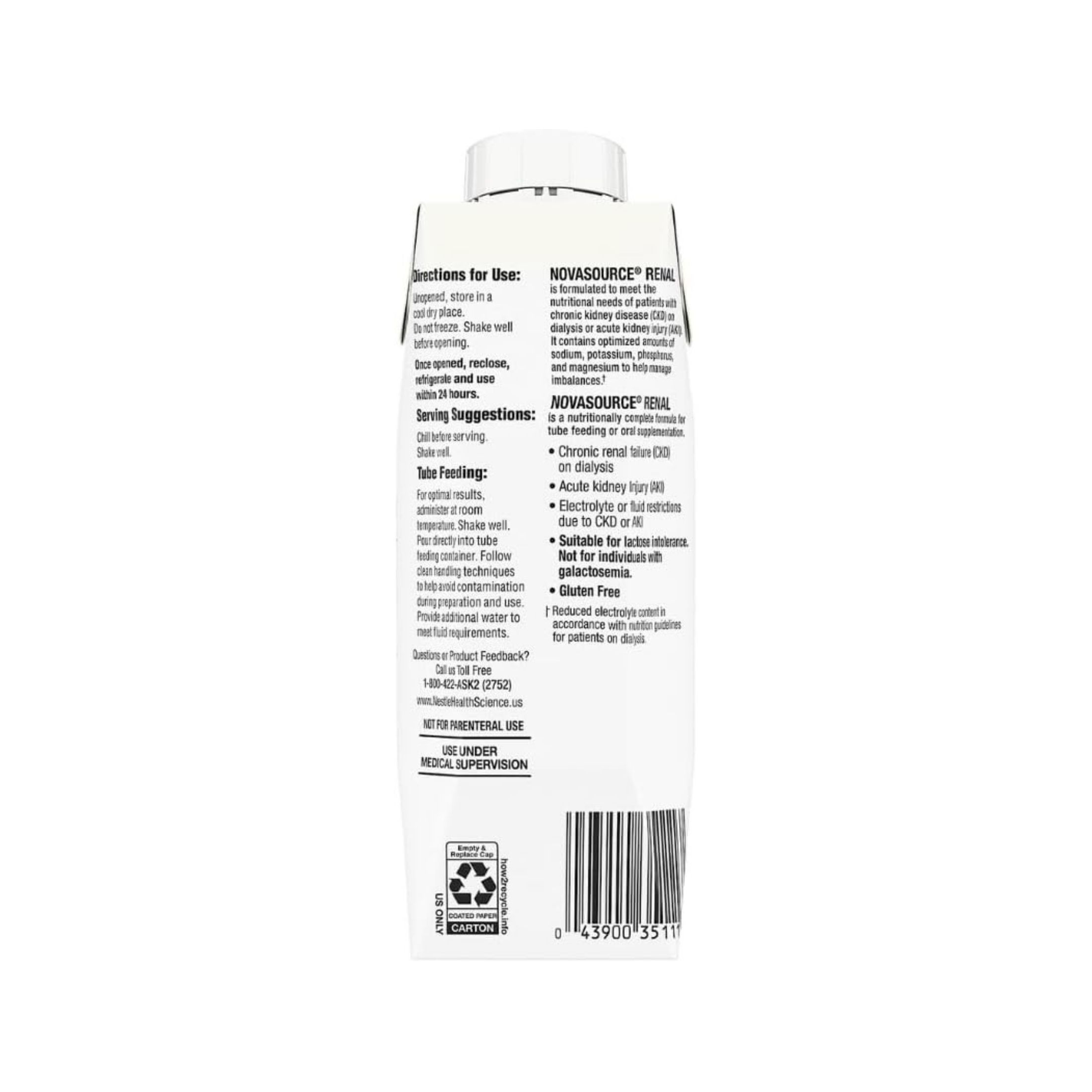 Nestle Novasource Renal Vanilla, 8 Fluid Ounces, 24 Per Case