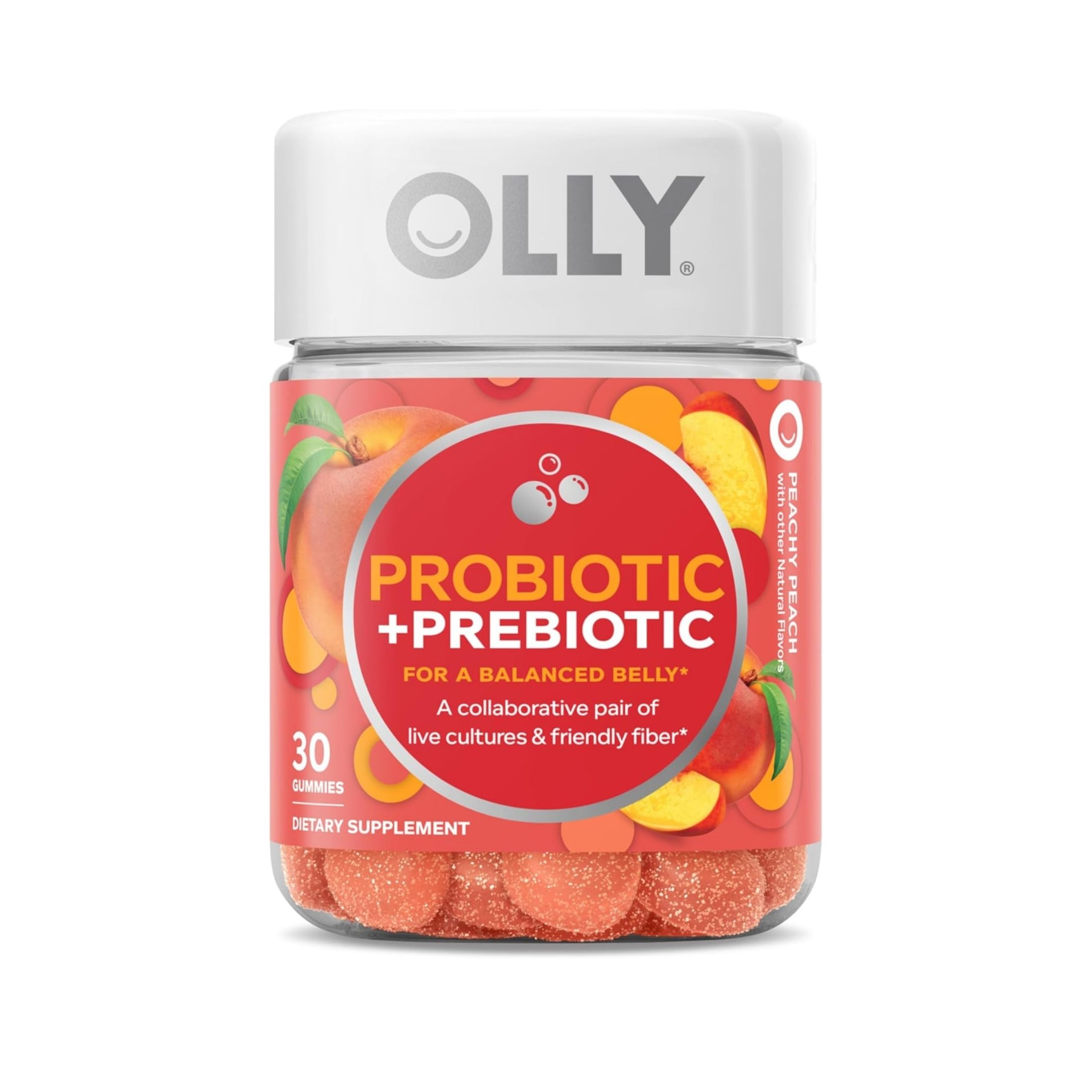 Olly Probiotic + Prebiotic Gummies - Peachy Peach - 30ct