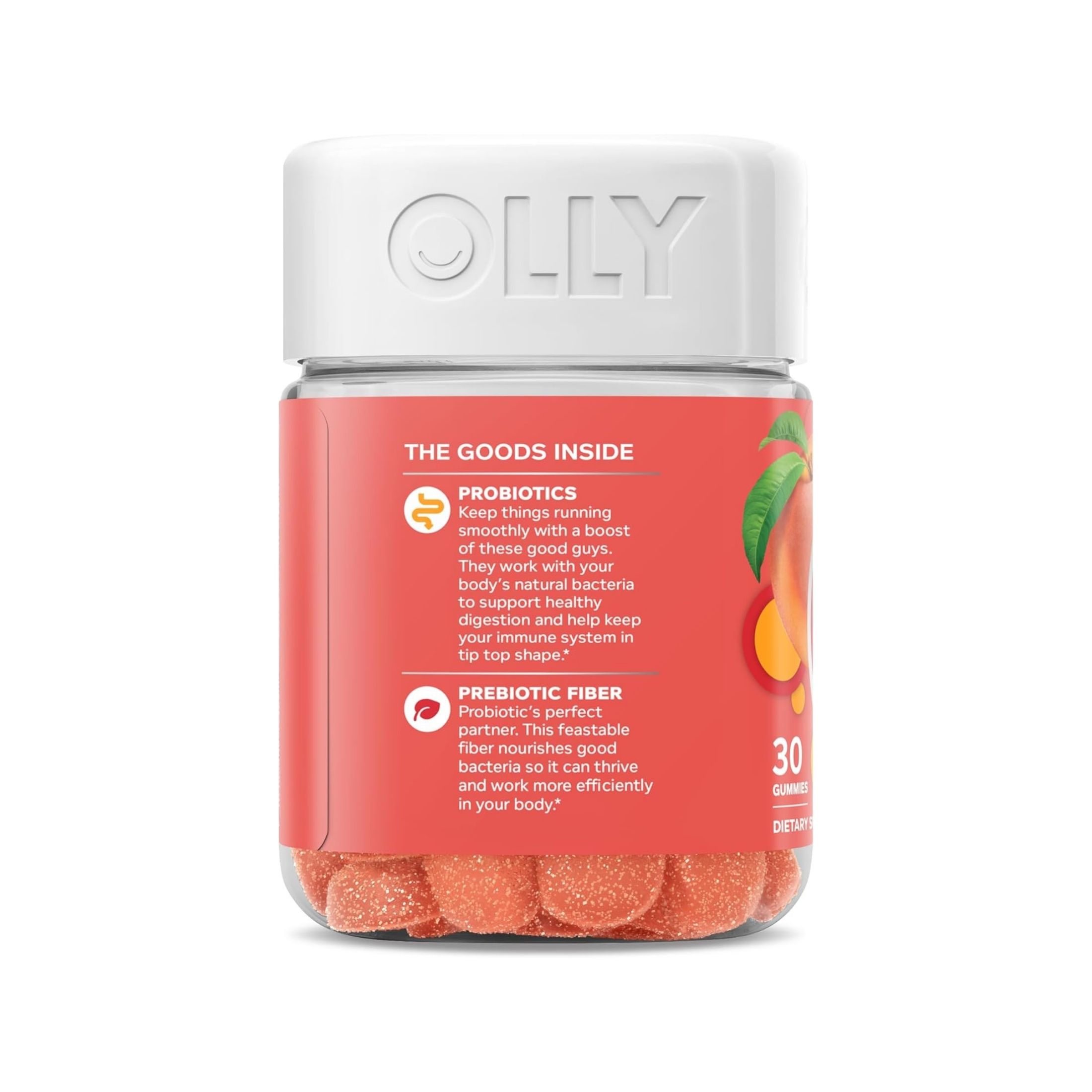 Olly Probiotic + Prebiotic Gummies - Peachy Peach - 30ct