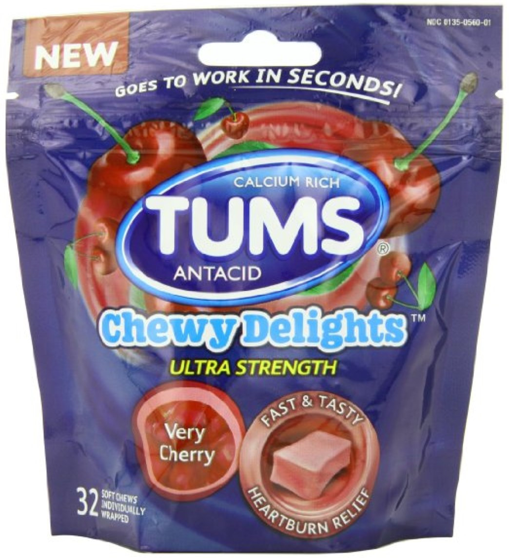 Tums Chewy Delights Ultra Strength Antacid Soft Chews For Heartburn Relief, Very Cherry