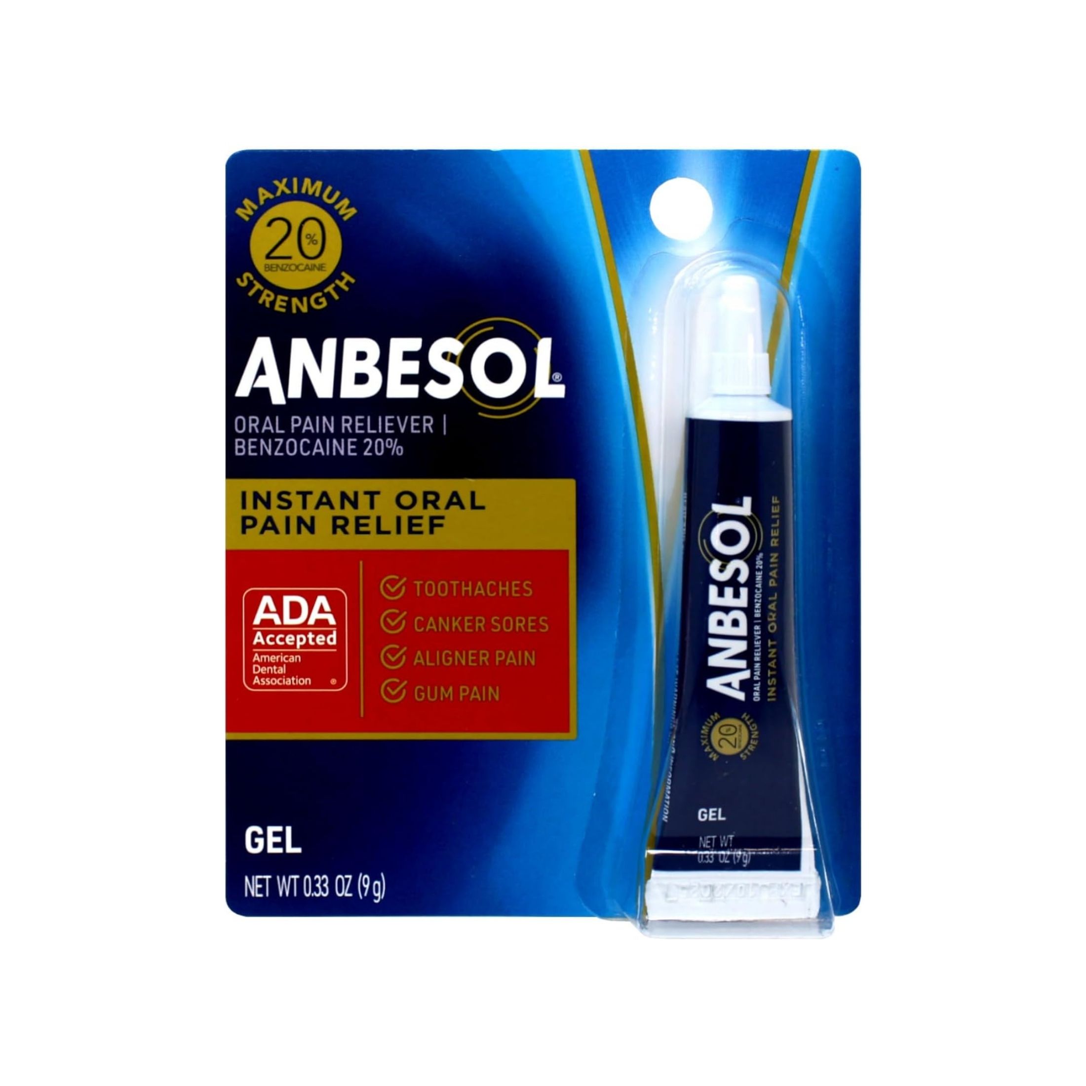 Anbesol Maximum Strength Gel, Instant Oral Pain Relief 0.33 Oz