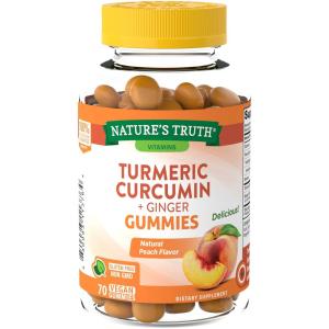 Nature's Truth Turmeric Curcumin + Ginger, Vegan Gummies, Natural Peach Flavor