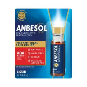 Anbesol Maximum Strength Liquid, Instant Oral Pain Relief 0.41 Fl Oz