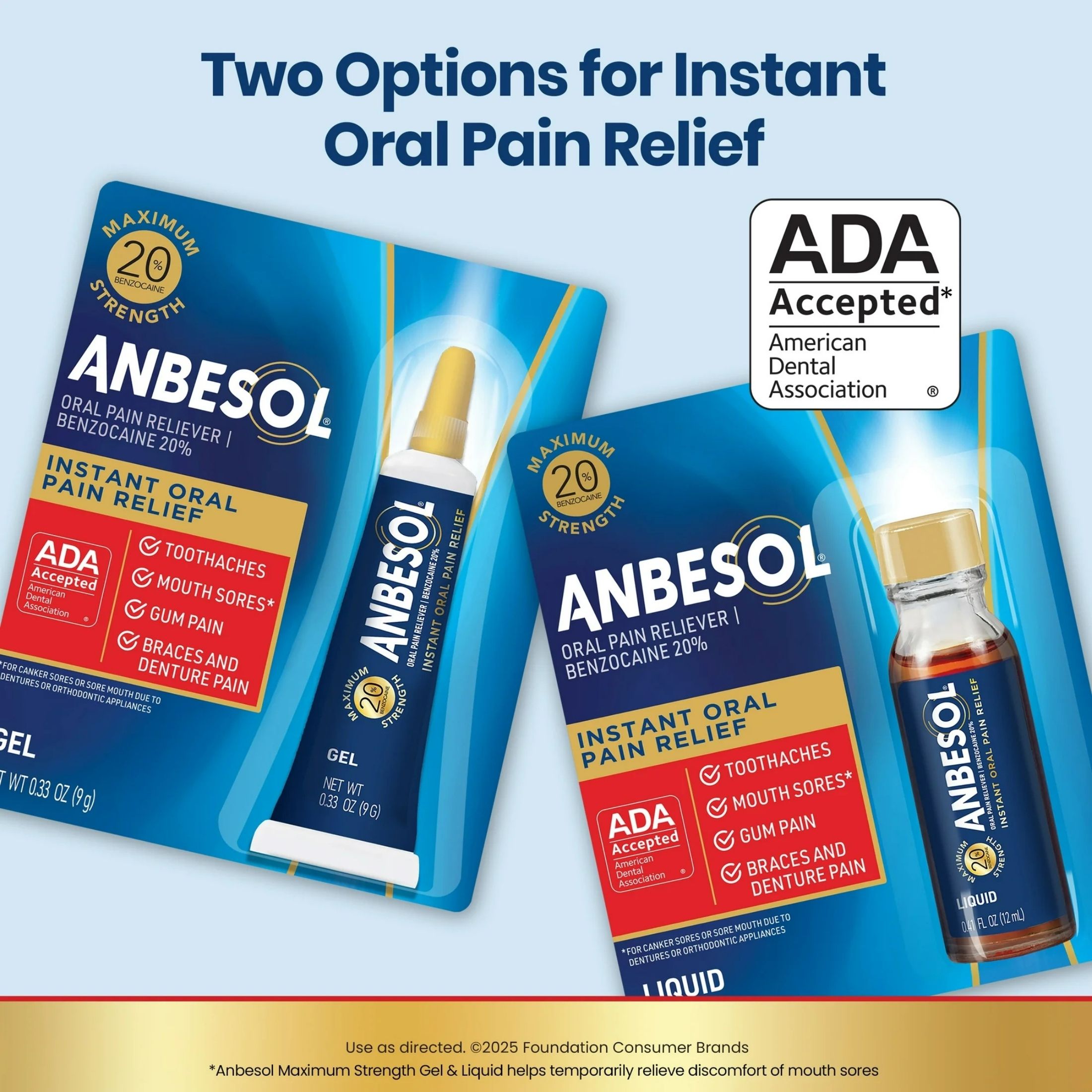 Anbesol Maximum Strength Liquid, Instant Oral Pain Relief 0.41 Fl Oz