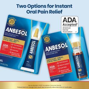 Anbesol Maximum Strength Liquid, Instant Oral Pain Relief 0.41 Fl Oz