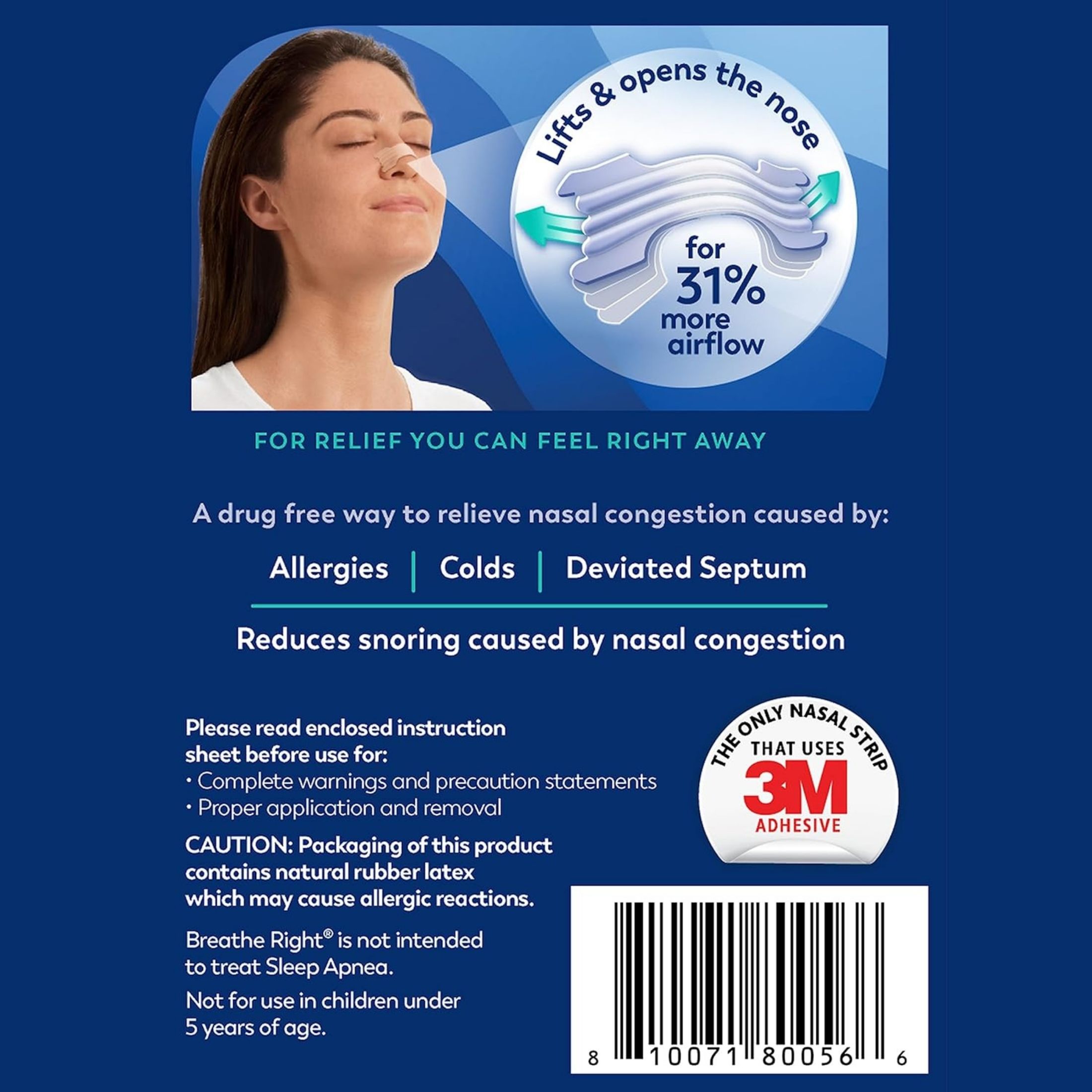Breathe Right Nasal Strips Clear For Sensitive Skin Large