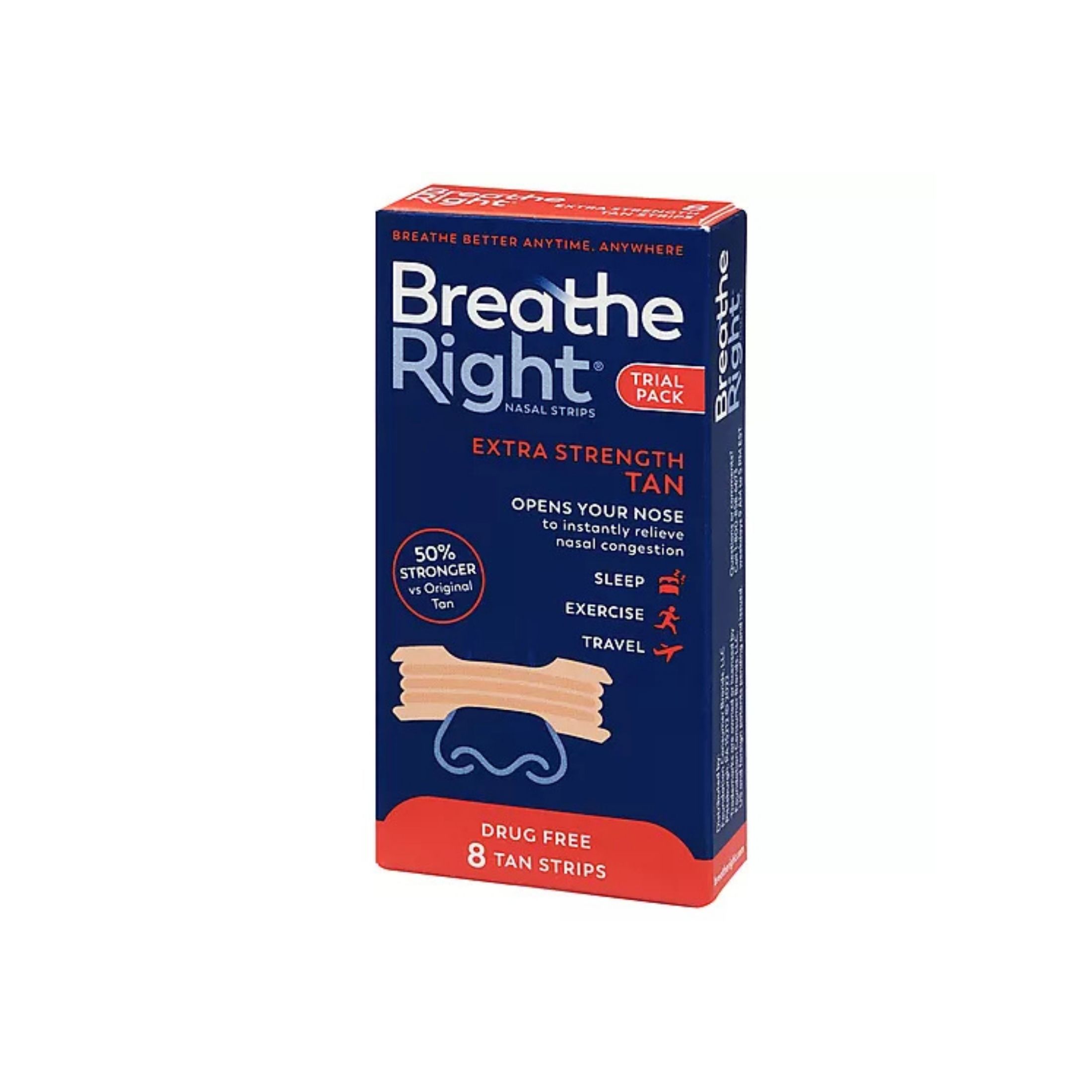 Breathe Right Nasal Strips, Extra Strength, Drug Free, Trial Pack
