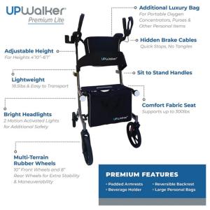 UPWalker LifeWalker Mobility Products Luxury Personal Item Bag, Black
