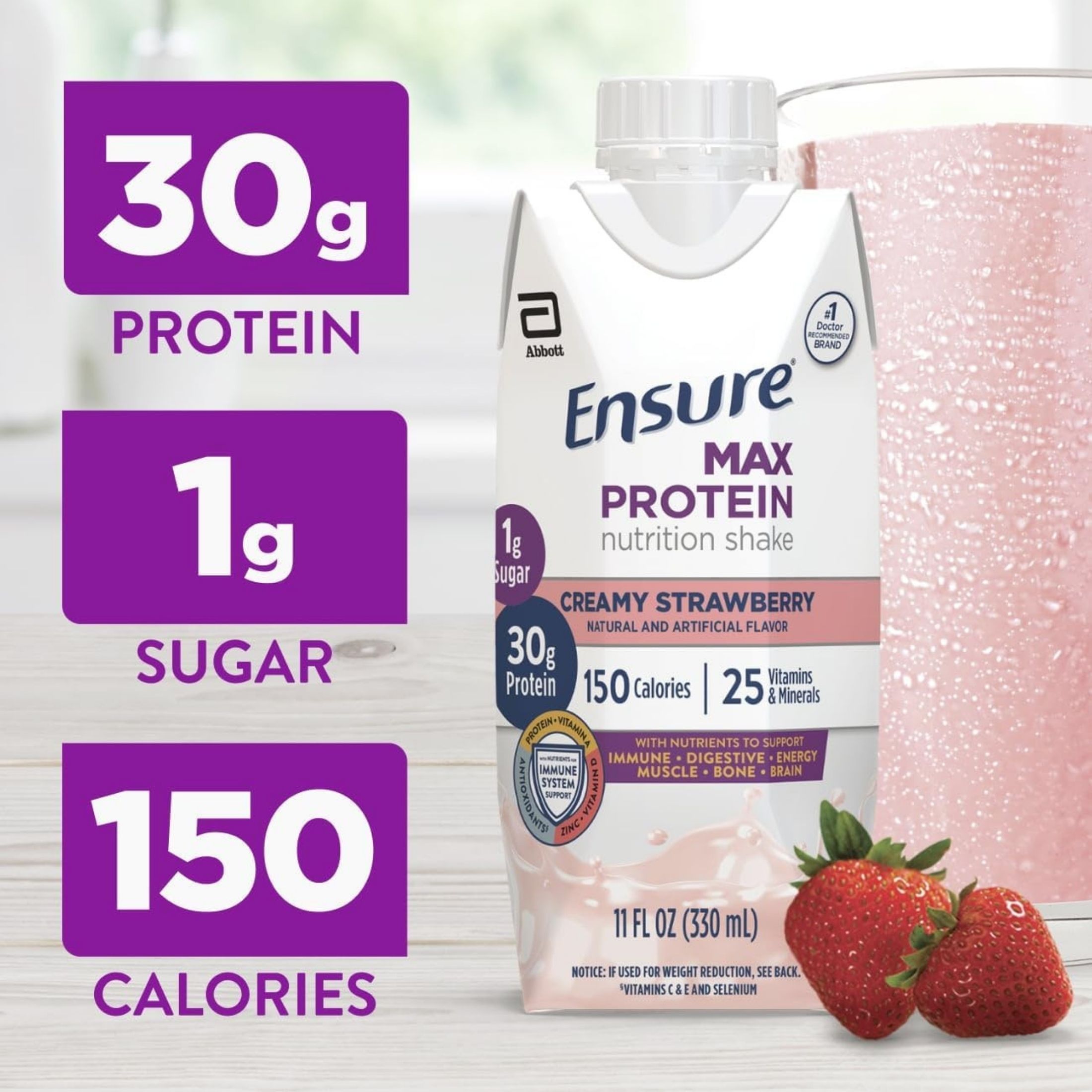 Ensure Max Protein Nutrition Shake Creamy Strawberry 11 Fl Oz