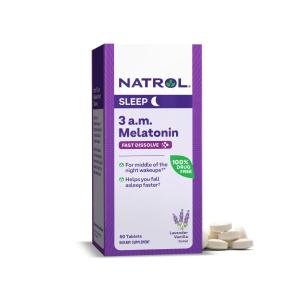 Natrol 3 A.M. Melatonin, Sleep, Lavender Vanilla, 60 Tablets