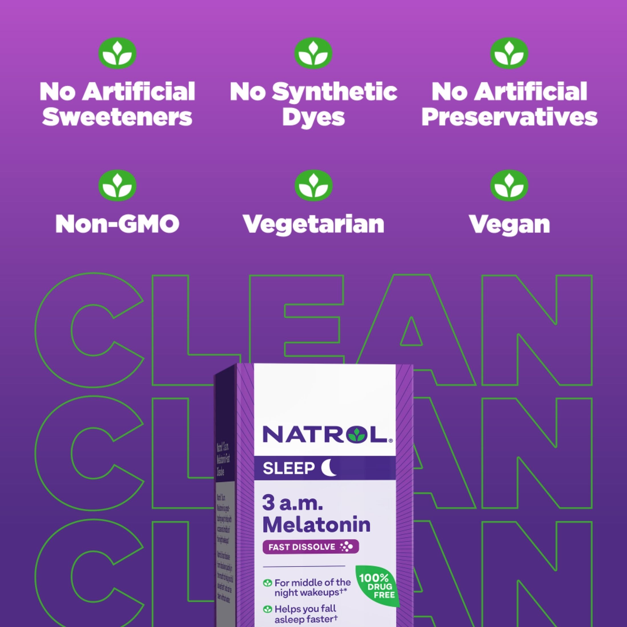 Natrol 3 A.M. Melatonin, Sleep, Lavender Vanilla, 60 Tablets