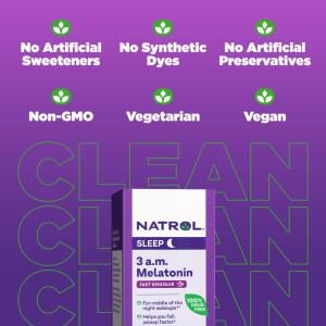 Natrol 3 A.M. Melatonin, Sleep, Lavender Vanilla, 60 Tablets