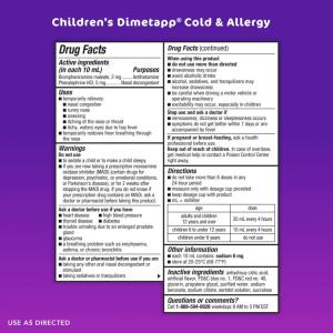 Dimetapp Cold & Allergy, Children's, 6+ Yrs, Grape Flavor 4 Fl Oz