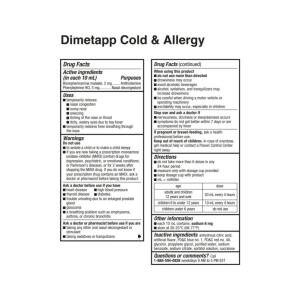 Dimetapp Cold & Allergy, Grape Flavor, Alcohol Free 8 Fl Oz