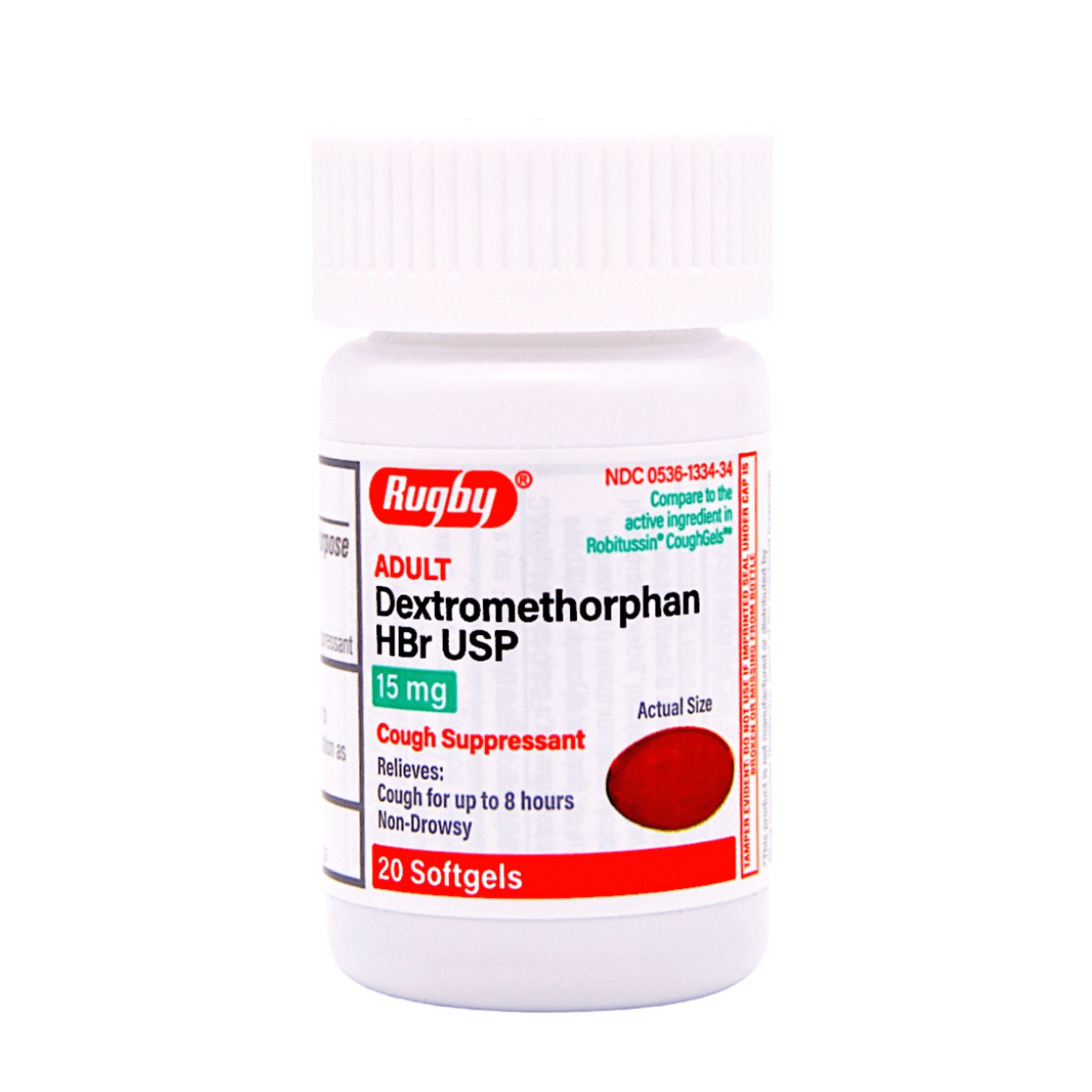 Rugby Robafen Cough Suppressant - 15 Mg - 60 Softgels (3 Pack) - Exp Date 09/2024