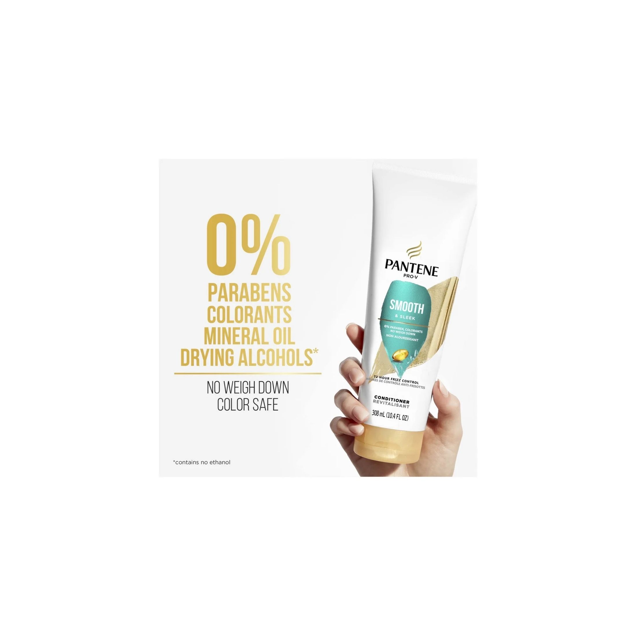 Pantene Smooth & Sleek 72 Hr Smoothness Conditioner 10.4 Fl Oz