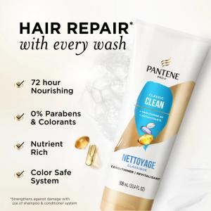 Pantene Classic Clean 72 Hr Nourishment Conditioner 10.4 Fl Oz