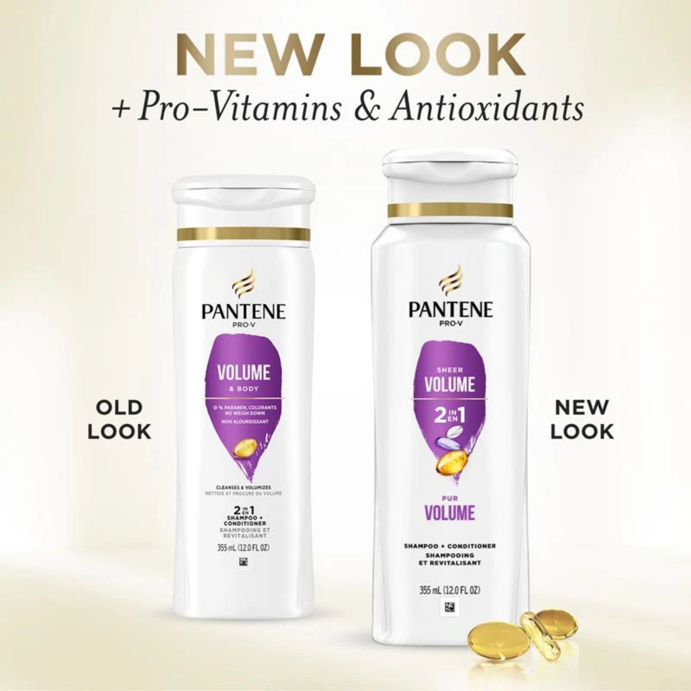 Pantene Shampoo + Conditioner, 2 In 1, Volume & Body 12 Fl Oz