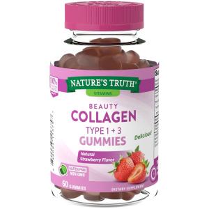 Nature's Truth Beauty Collagen Type 1 + 3 Gummies - Natural Strawberry Flavor 60ct