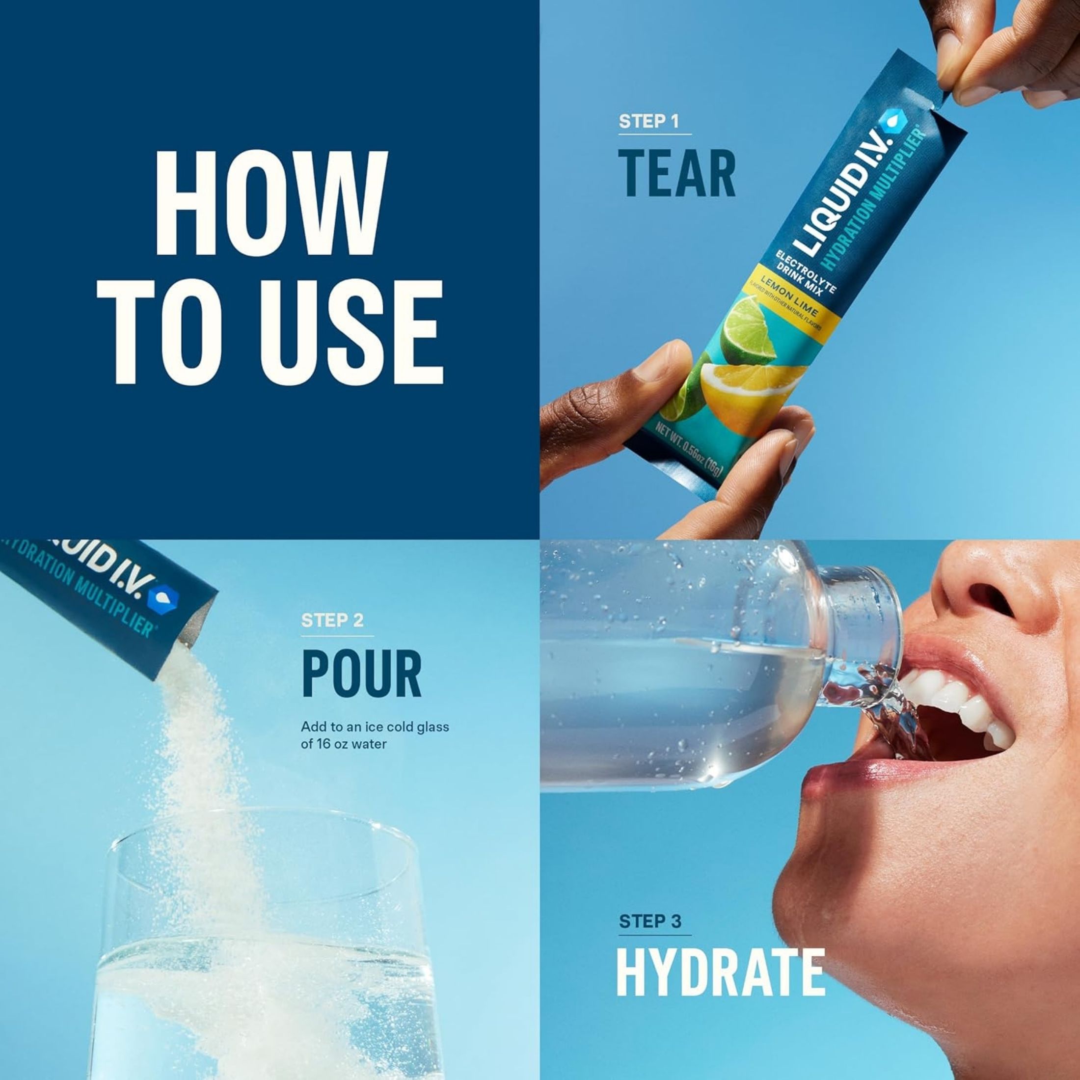 Liquid I.V. Electrolyte Drink Mix, Lemon Lime, Hydration Multiplier