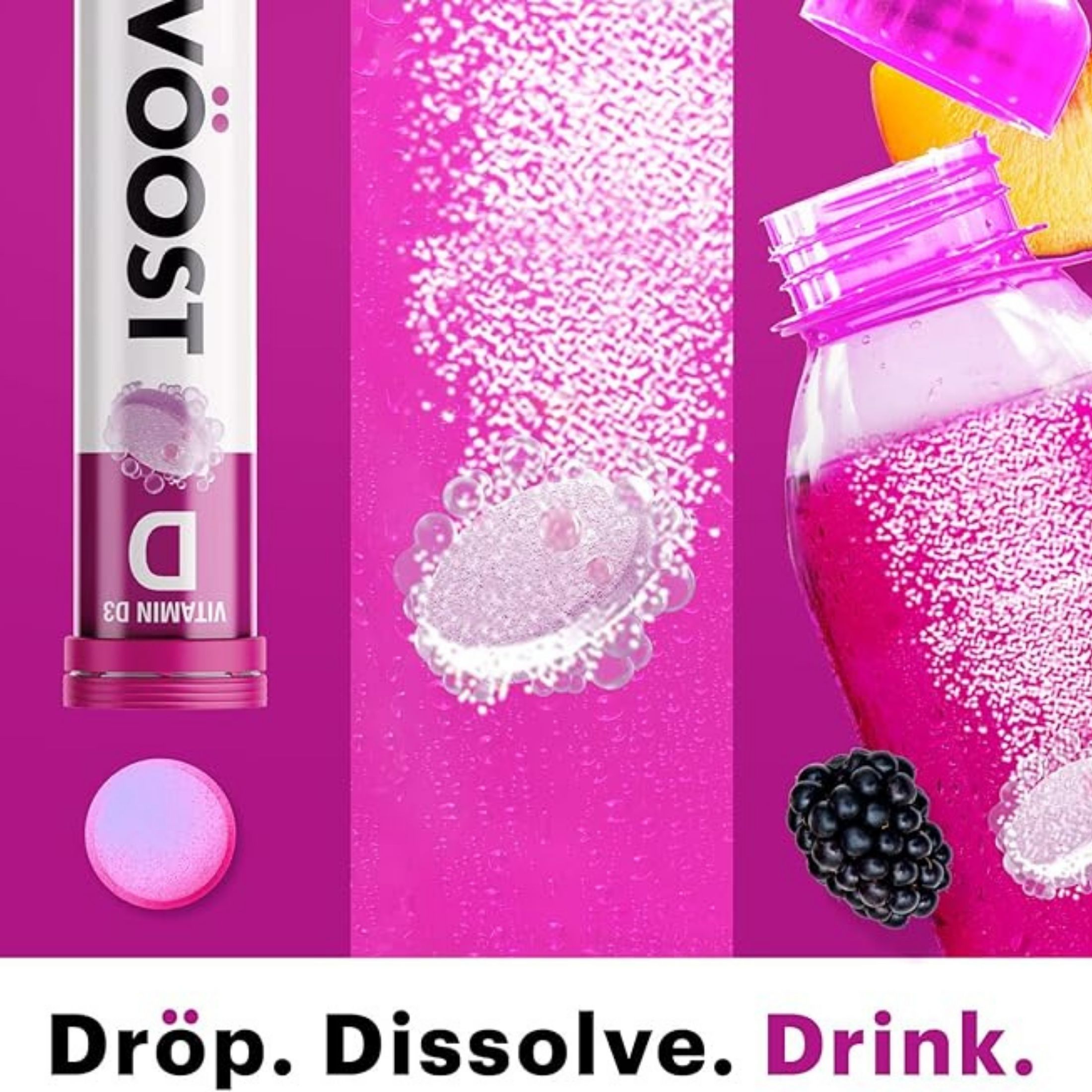 Voost Vitamin D3, Tablets, Blackberry Peach