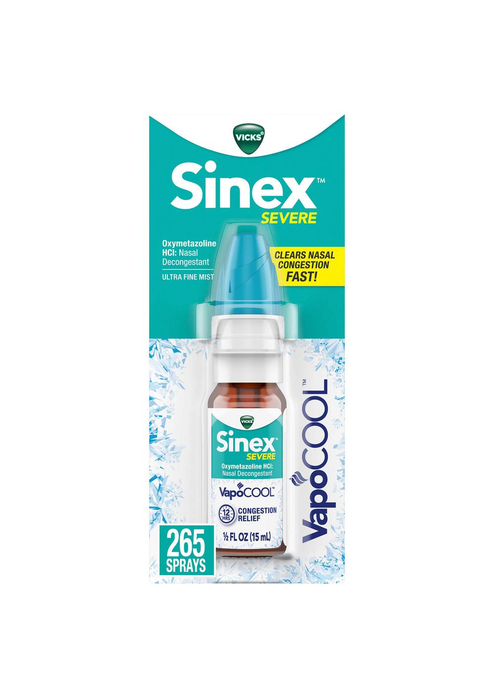 Vicks Sinex SEVERE Ultra Fine Nasal Mist With VapoCOOL. Max Strength Congestion Relief: Works In Seconds, Lasts 12 Hours, 0.5 Fl Oz