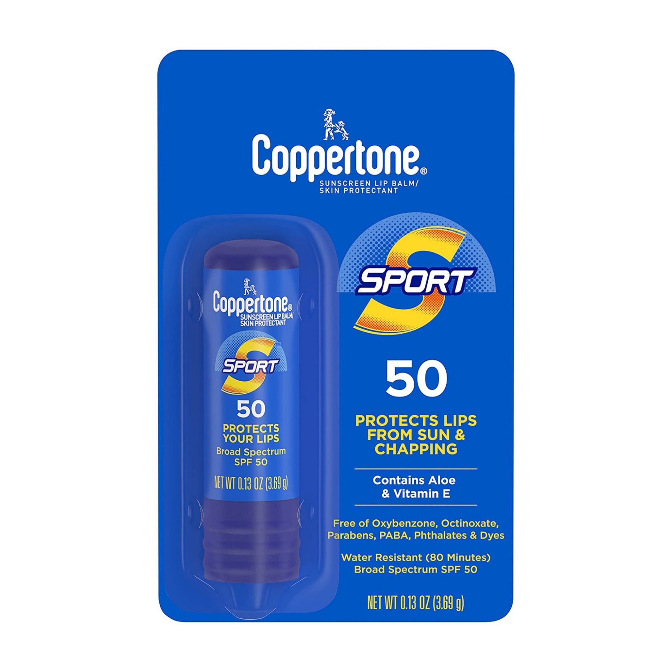 Coppertone Broad Spectrum SPF 50 Sport Sunscreen Lip Balm 0.13 Oz